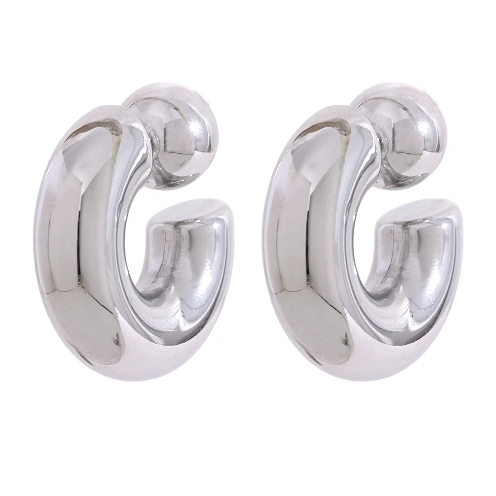 Backward C Shape Chunky Earrings