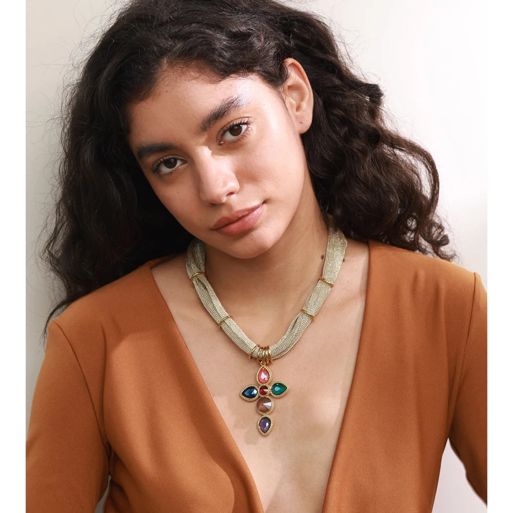 Statement Cross Pendant Necklace