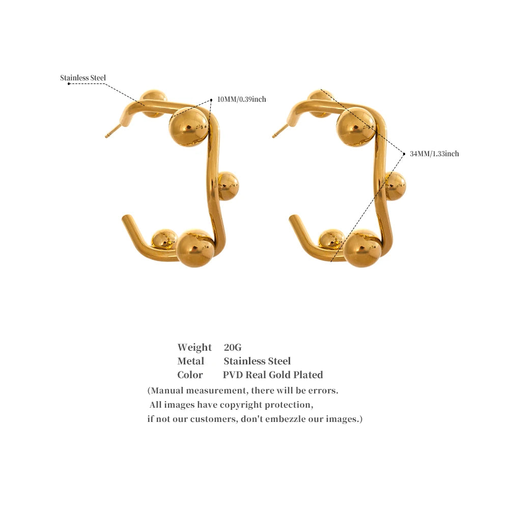 Ball Studded Hoop Huggie Earrings