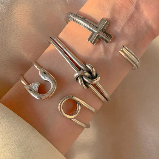 Cross, Pin and Knotted Cuff Bracelet