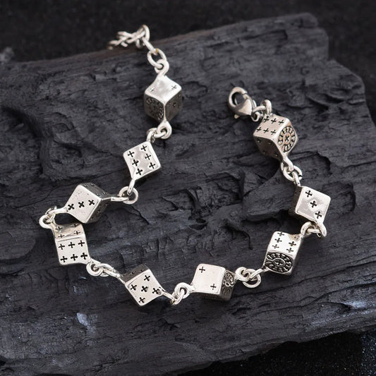 925 Sterling Silver Dice Cube Bracelet