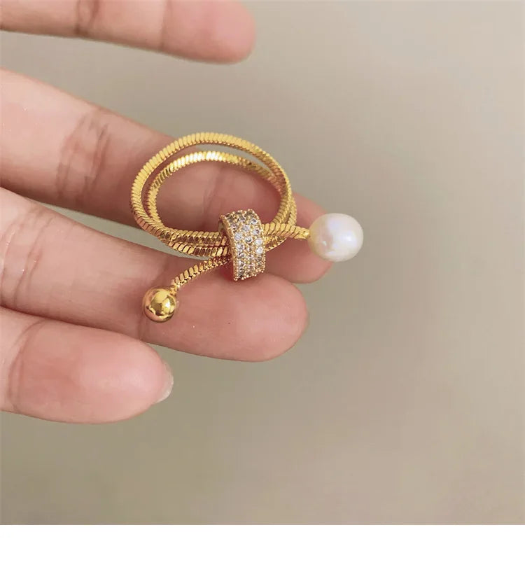 Pull-out Multi-layer Adjustable Natural Pearl Ring