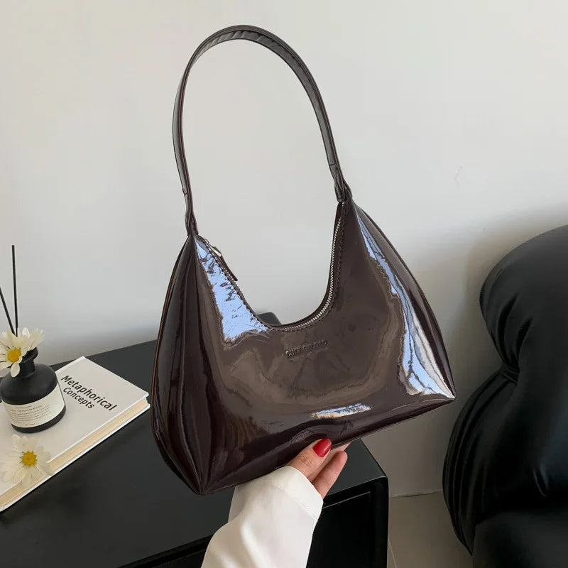 Y2K Style Bag Patent Shoulder Bag  Retro Fashion  Trendy Accessories Glossy Bag 2000s Fashion Women Fashion  Fashion Bag  Chic Shoulder Bag  Must Have Accessory