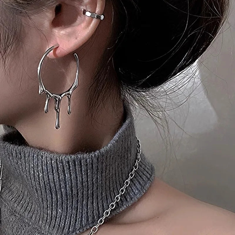 Exaggerated Jagged Hoop Earrings