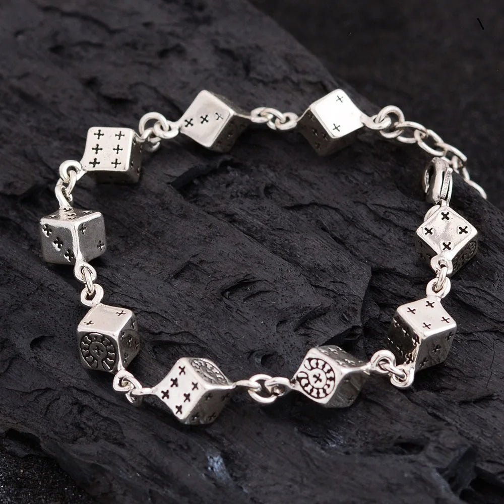 925 Sterling Silver Dice Cube Bracelet