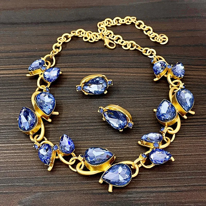 Blue Crystal Collarbone Chain