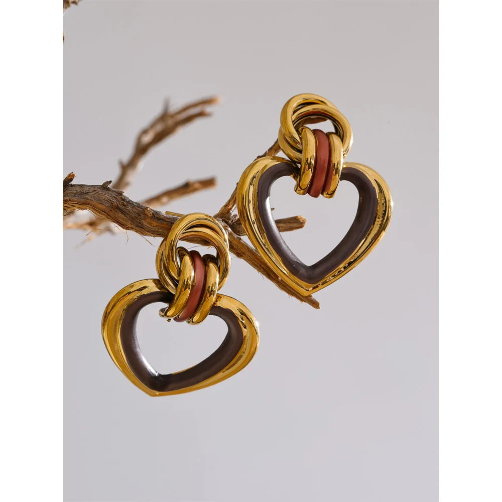 Hollow Heart Statement Earrings