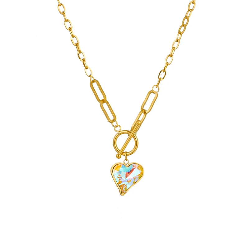 Multi Coloured Heart Pendant Necklace