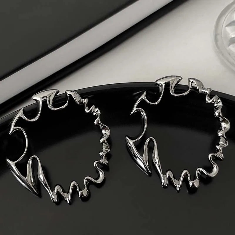 Exaggerated Jagged Hoop Earrings