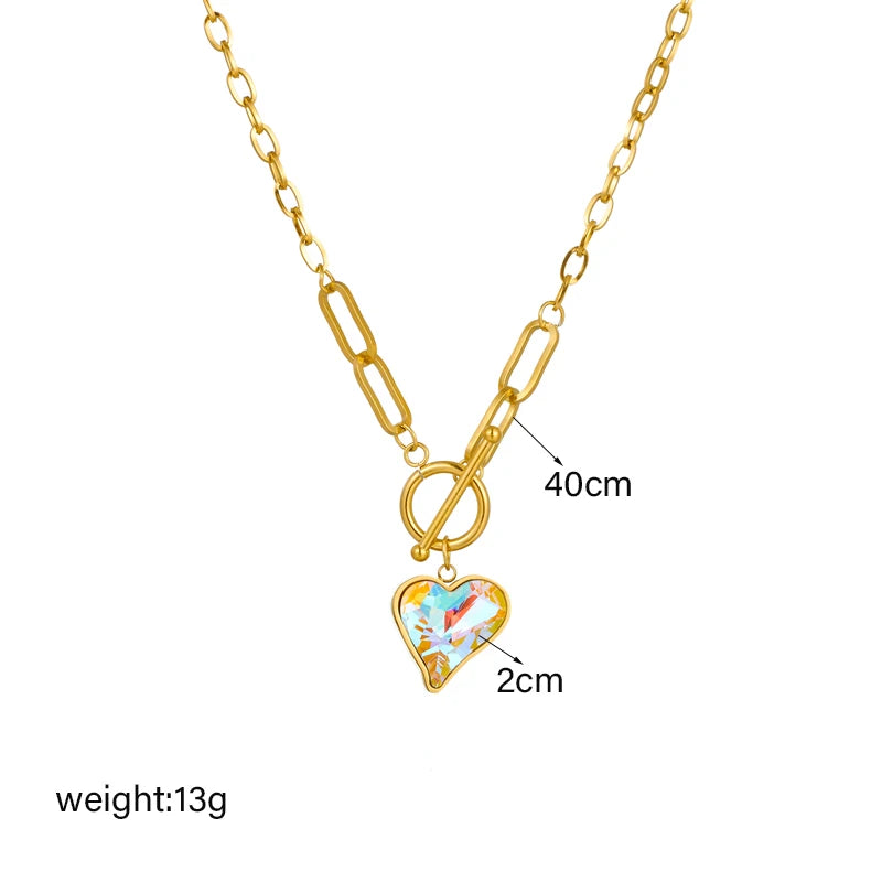 Multi Coloured Heart Pendant Necklace