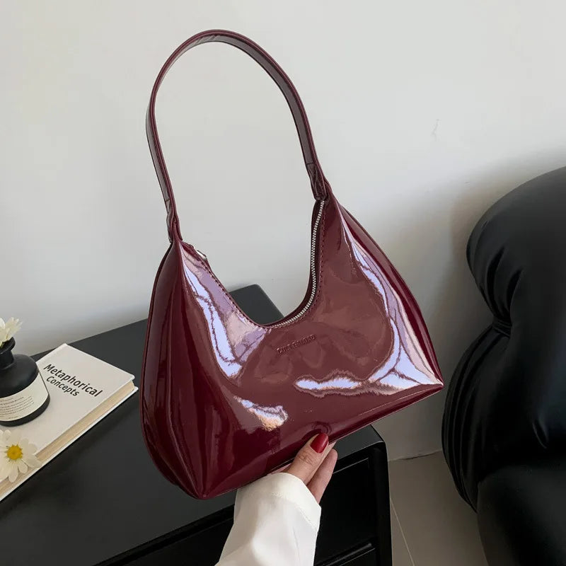 Y2K Style Bag Patent Shoulder Bag  Retro Fashion  Trendy Accessories Glossy Bag 2000s Fashion Women Fashion  Fashion Bag  Chic Shoulder Bag  Must Have Accessory