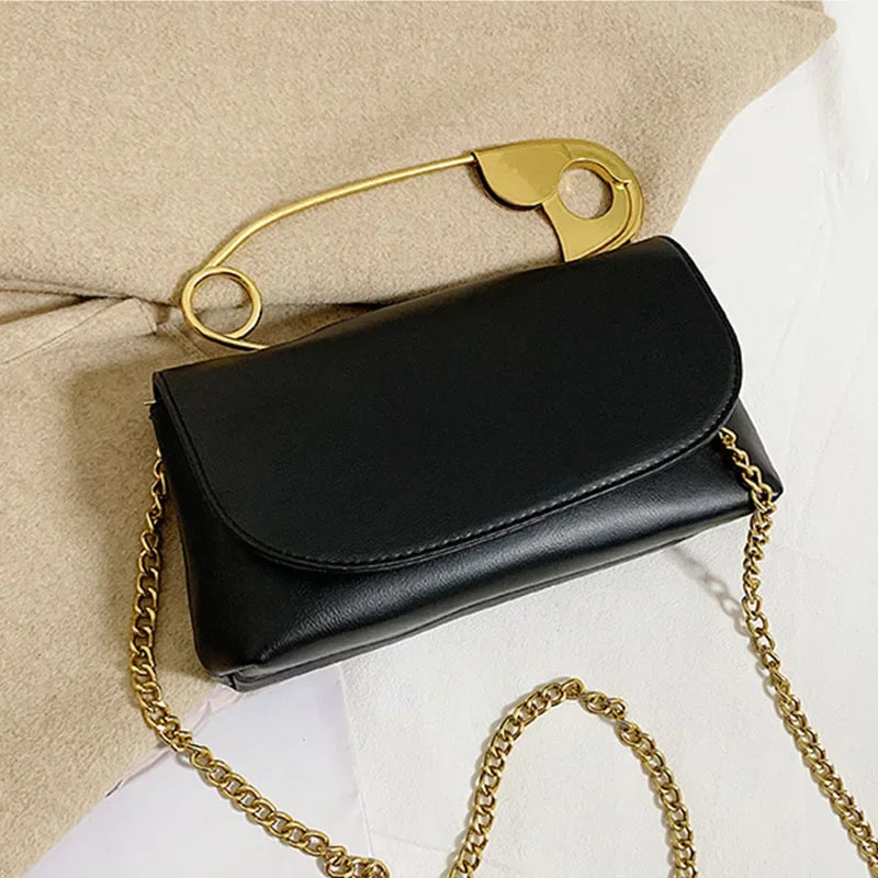 Safety Pin Clutch  Edgy Fashion  Evening Bag  Chic Accessories Unique Design  Unique Design Bag  Fashion Clutch  High Quality Bag  Women Fashion  Party Accessory  Stylish Clutch