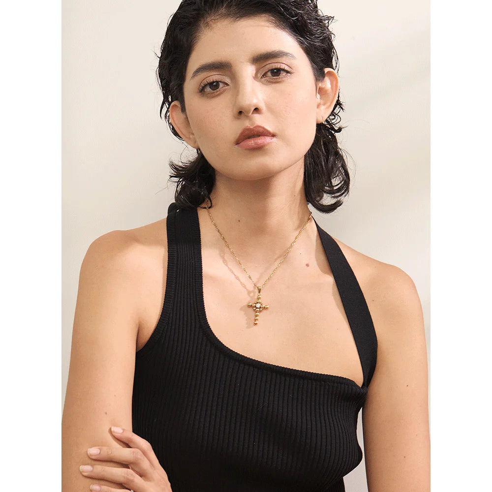 God is Good Beaded Cross Pendant Necklace