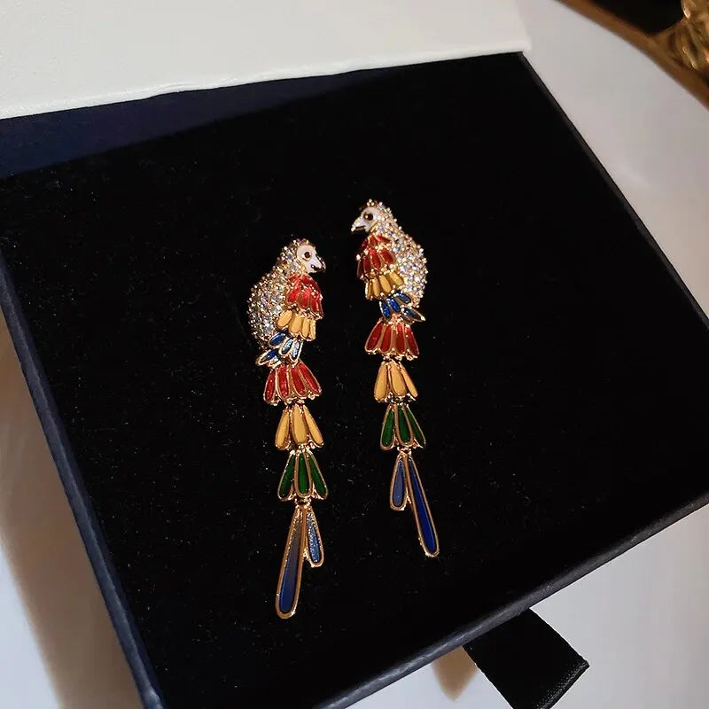 Parrot Rhinestone Earrings