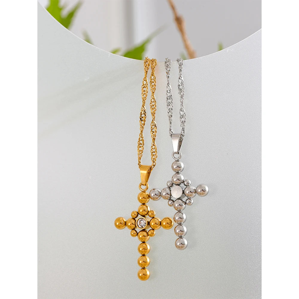 God is Good Beaded Cross Pendant Necklace