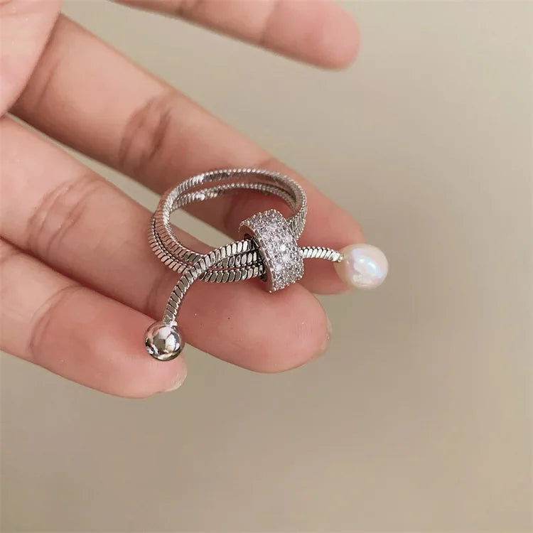 Pull-out Multi-layer Adjustable Natural Pearl Ring