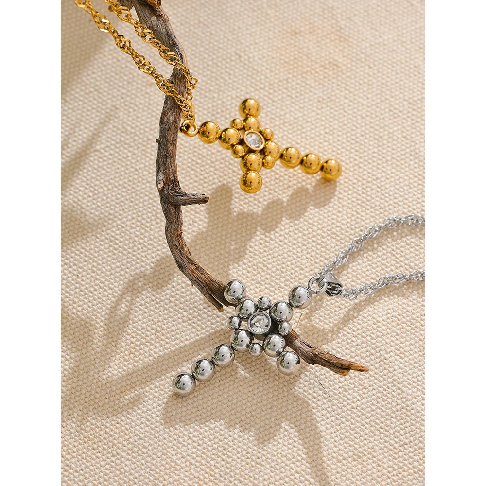 God is Good Beaded Cross Pendant Necklace