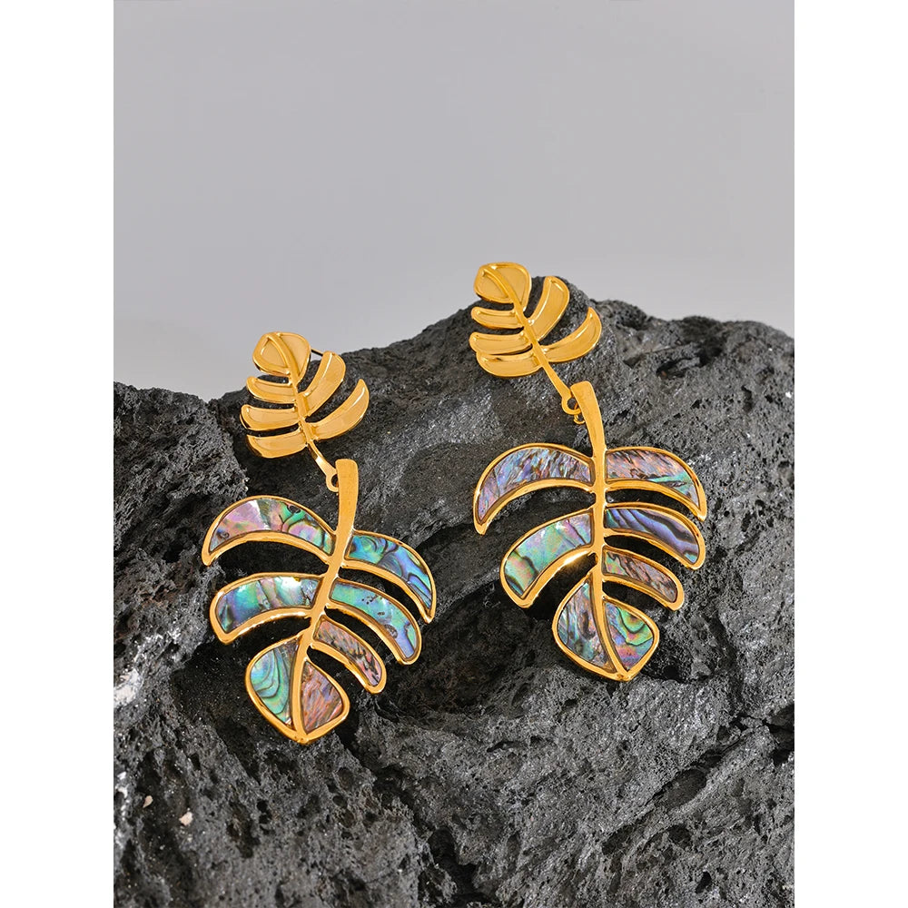 Drop Leaf Dangle Statement Earrings