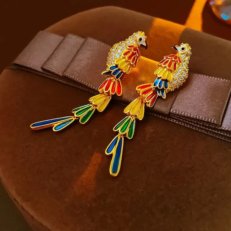 Parrot Rhinestone Earrings