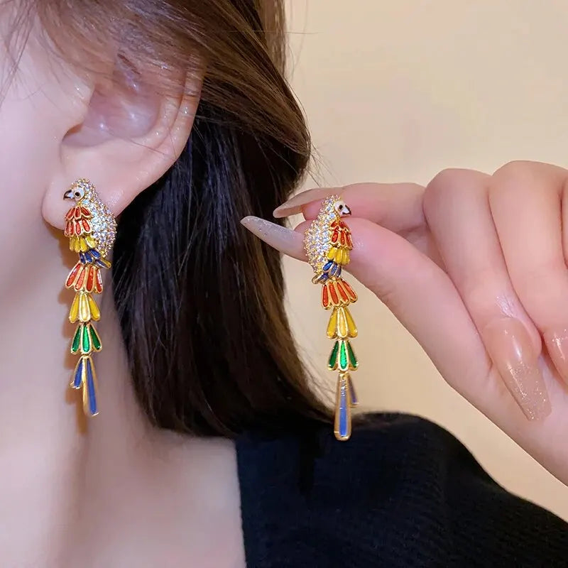 Parrot Rhinestone Earrings