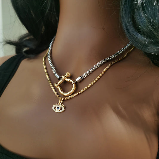 Horseshoe Rope Chain Choker Necklace