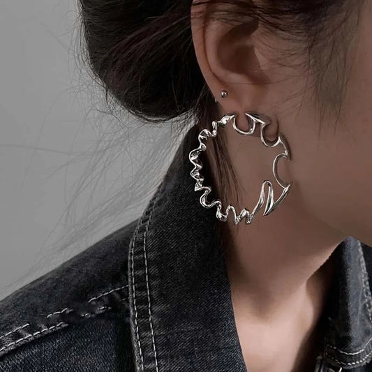 Exaggerated Jagged Hoop Earrings