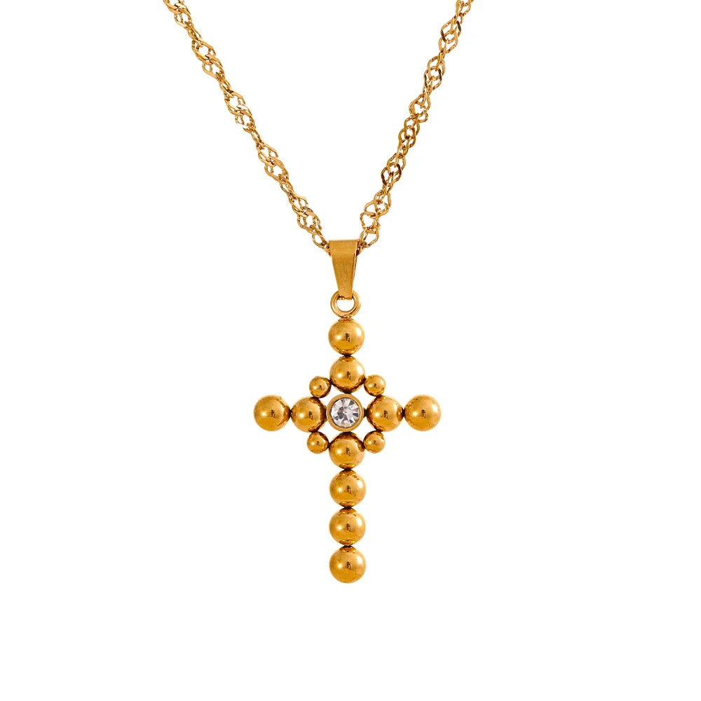 God is Good Beaded Cross Pendant Necklace
