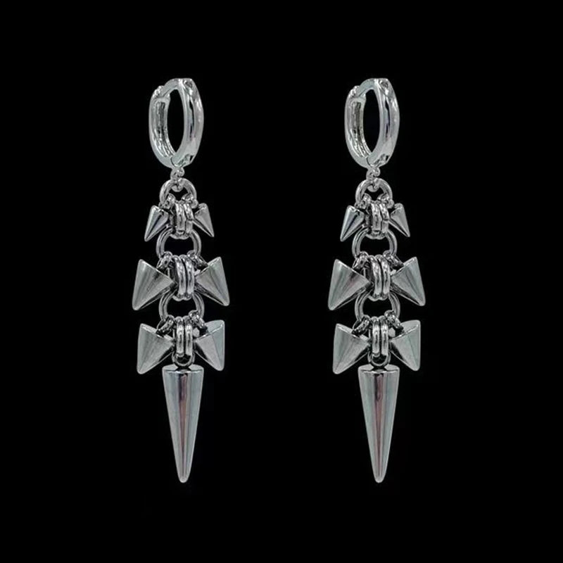 Silver Rivet Drop Earrings