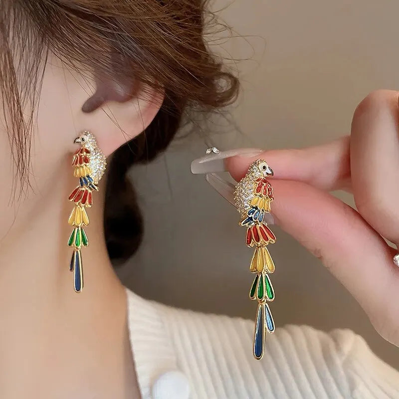 Parrot Rhinestone Earrings