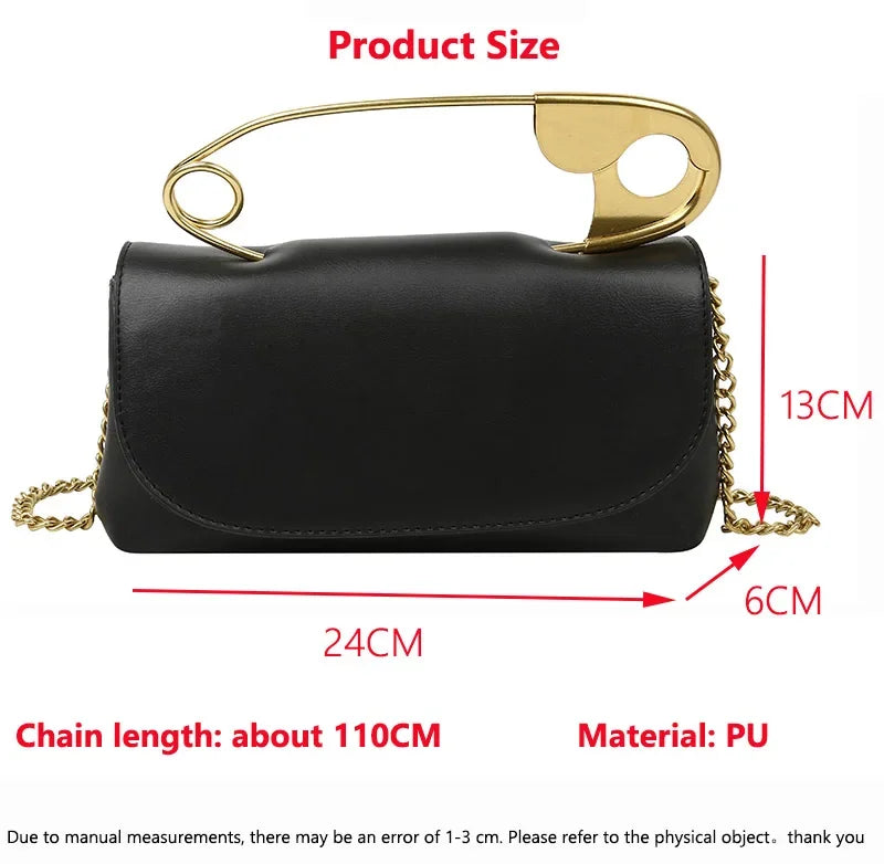 Safety Pin Clutch  Edgy Fashion  Evening Bag  Chic Accessories Unique Design  Unique Design Bag  Fashion Clutch  High Quality Bag  Women Fashion  Party Accessory  Stylish Clutch