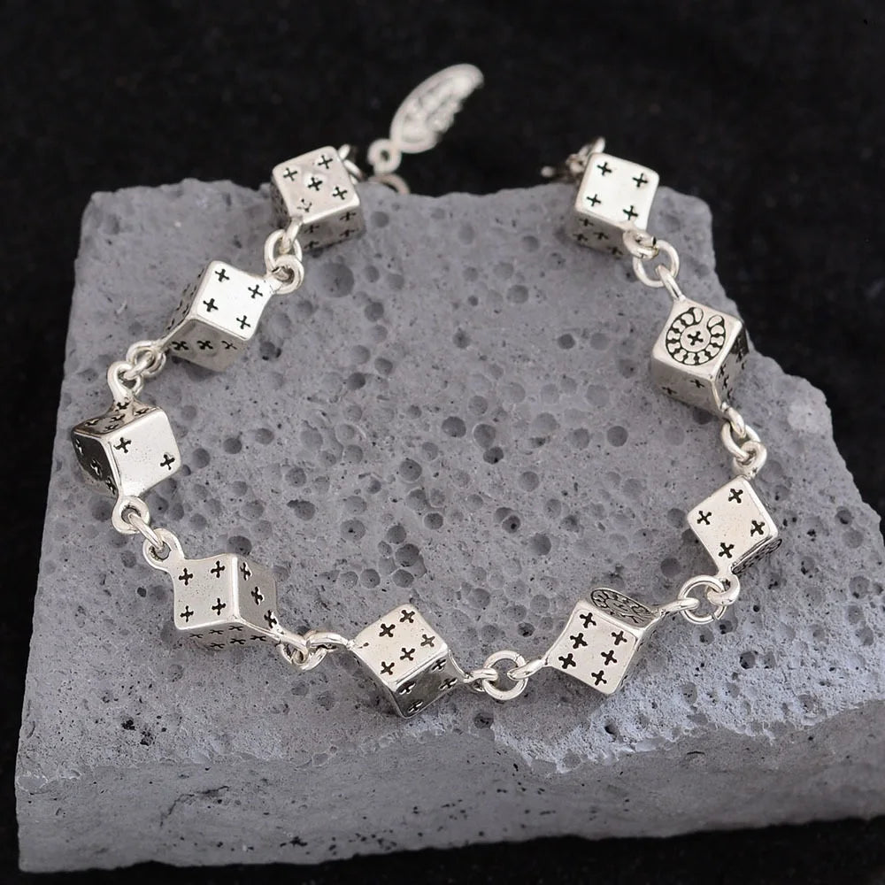 925 Sterling Silver Dice Cube Bracelet