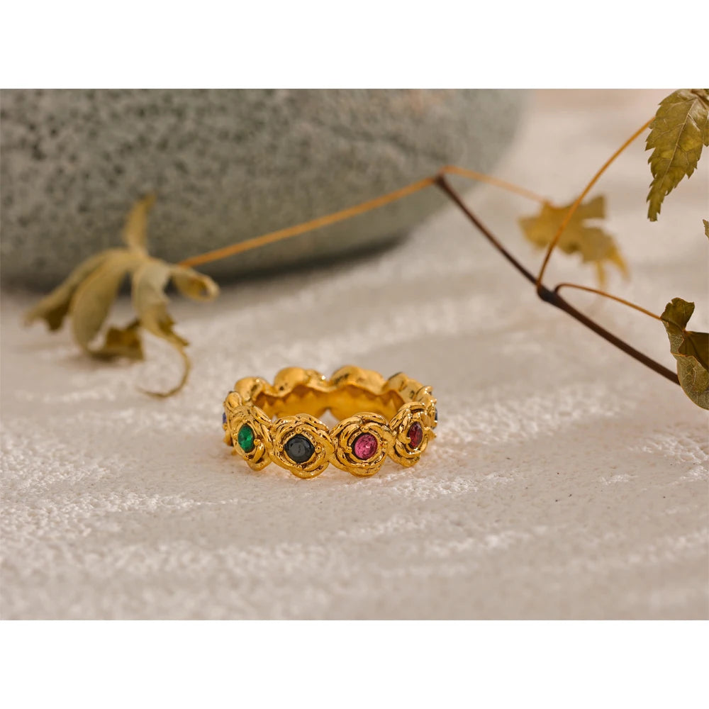 Colourful Flower Stacking Ring